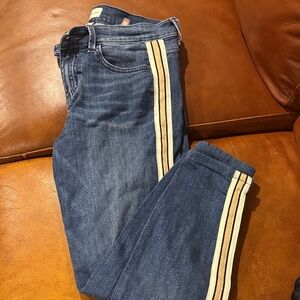 Sneak Peek Blue Skinny Jeans with Cream Stripes